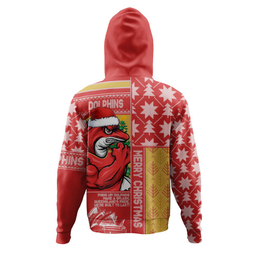 Redcliffe Dolphins Hoodie Christmas Magic Knit Style Winter Glow Redcliffe Dolphins Hoodie Christmas Magic Knit Style Winter Glow