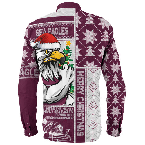 Manly Warringah Sea Eagles Long Sleeve Shirt Christmas Magic Knit Style Winter Glow