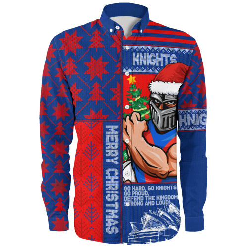 Newcastle Knights Long Sleeve Shirt Christmas Magic Knit Style Winter Glow