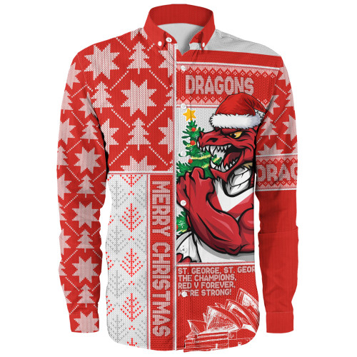 St. George Illawarra Dragons Long Sleeve Shirt Christmas Magic Knit Style Winter Glow