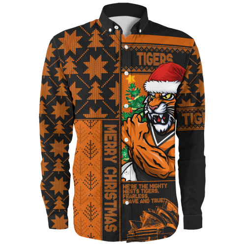 Wests Tigers Long Sleeve Shirt Christmas Magic Knit Style Winter Glow Wests Tigers Long Sleeve Shirt Christmas Magic Knit Style Winter Glow