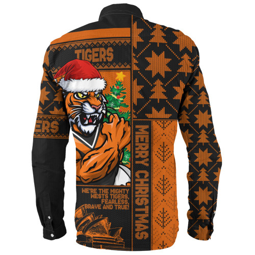 Wests Tigers Long Sleeve Shirt Christmas Magic Knit Style Winter Glow Wests Tigers Long Sleeve Shirt Christmas Magic Knit Style Winter Glow