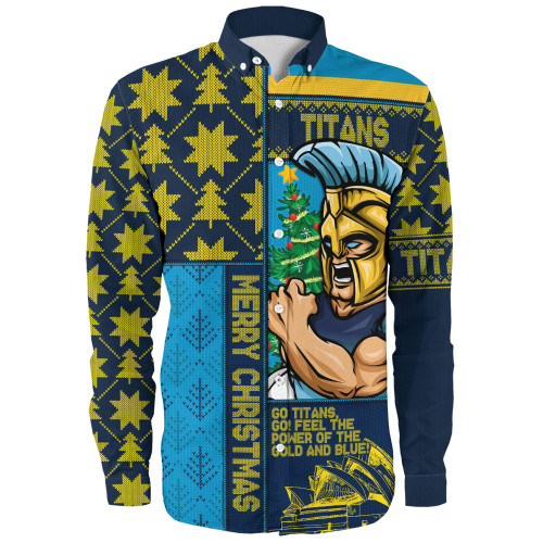 Gold Coast Titans Long Sleeve Shirt Christmas Magic Knit Style Winter Glow