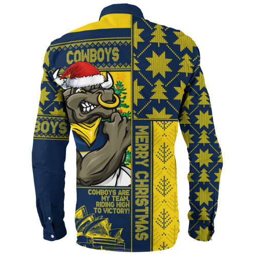 North Queensland Cowboys Long Sleeve Shirt Christmas Magic Knit Style Winter Glow North Queensland Cowboys Long Sleeve Shirt Christmas Magic Knit Style Winter Glow