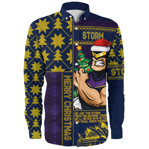 Melbourne Storm Long Sleeve Shirt Christmas Magic Knit Style Winter Glow