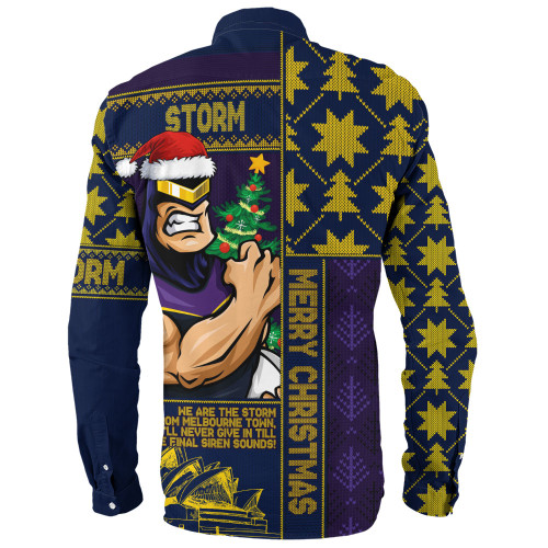 Melbourne Storm Long Sleeve Shirt Christmas Magic Knit Style Winter Glow Melbourne Storm Long Sleeve Shirt Christmas Magic Knit Style Winter Glow