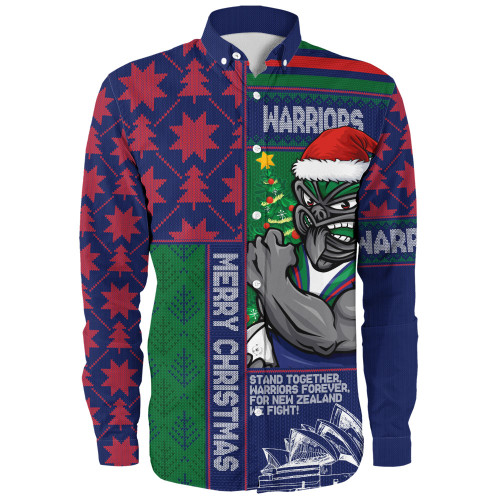 New Zealand Warriors Long Sleeve Shirt Christmas Magic Knit Style Winter Glow