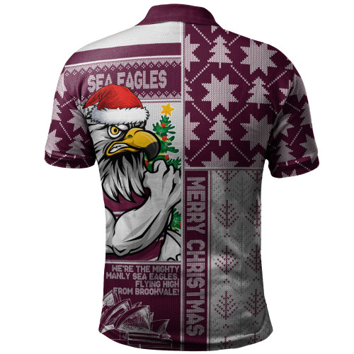 Manly Warringah Sea Eagles Polo Shirt Christmas Magic Knit Style Winter Glow