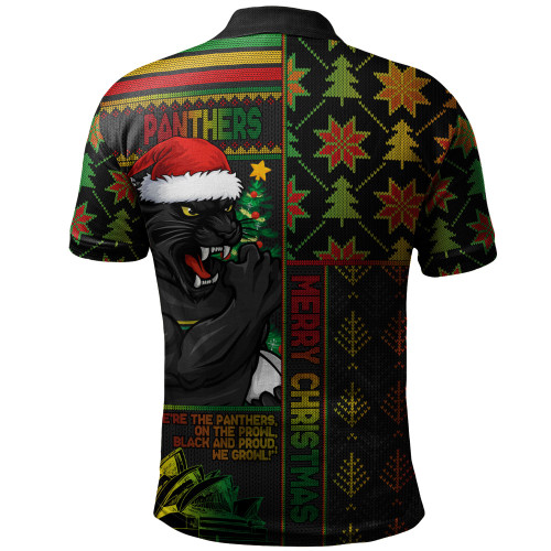 Penrith Panthers Polo Shirt Christmas Magic Knit Style Winter Glow Penrith Panthers Polo Shirt Christmas Magic Knit Style Winter Glow