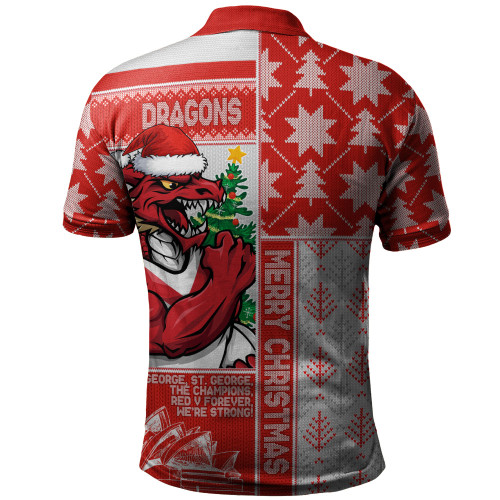 St. George Illawarra Dragons Polo Shirt Christmas Magic Knit Style Winter Glow St. George Illawarra Dragons Polo Shirt Christmas Magic Knit Style Winter Glow