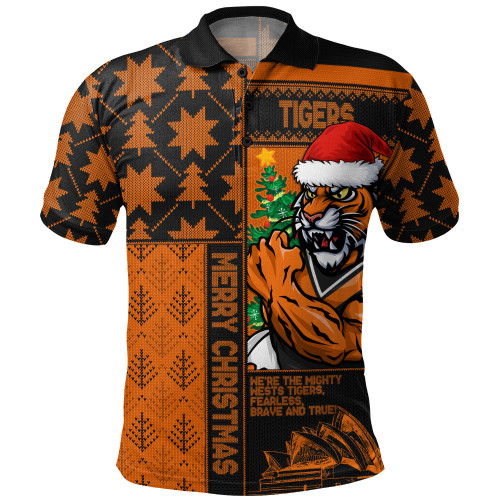 Wests Tigers Polo Shirt Christmas Magic Knit Style Winter Glow