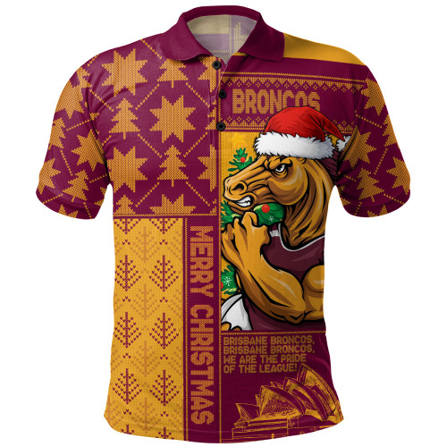 Brisbane Broncos Polo Shirt Christmas Magic Knit Style Winter Glow
