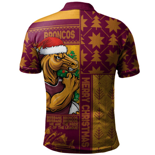Brisbane Broncos Polo Shirt Christmas Magic Knit Style Winter Glow Brisbane Broncos Polo Shirt Christmas Magic Knit Style Winter Glow