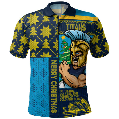 Gold Coast Titans Polo Shirt Christmas Magic Knit Style Winter Glow