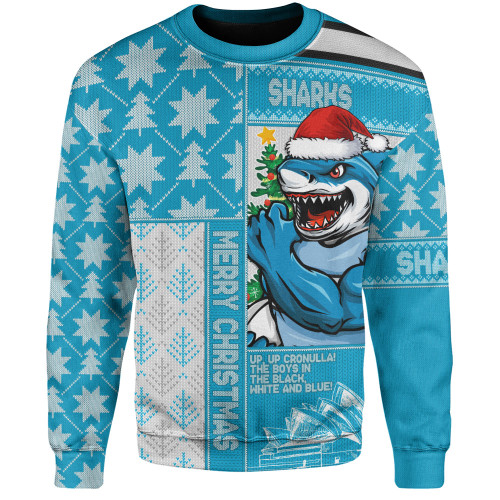 Cronulla-Sutherland Sharks Sweatshirt Christmas Magic Knit Style Winter Glow