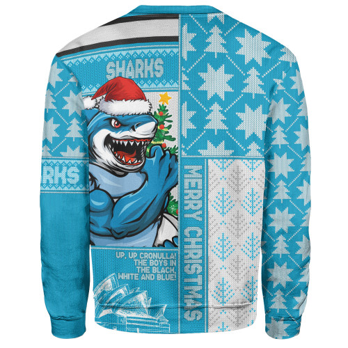 Cronulla-Sutherland Sharks Sweatshirt Christmas Magic Knit Style Winter Glow