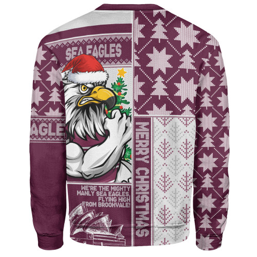 Manly Warringah Sea Eagles Sweatshirt Christmas Magic Knit Style Winter Glow Manly Warringah Sea Eagles Sweatshirt Christmas Magic Knit Style Winter Glow
