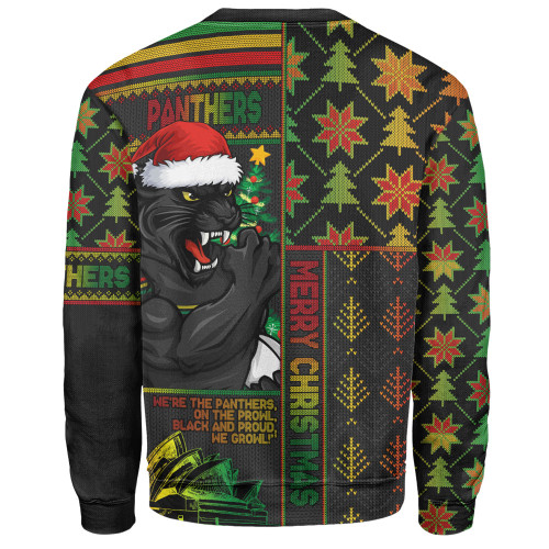 Penrith Panthers Sweatshirt Christmas Magic Knit Style Winter Glow Penrith Panthers Sweatshirt Christmas Magic Knit Style Winter Glow