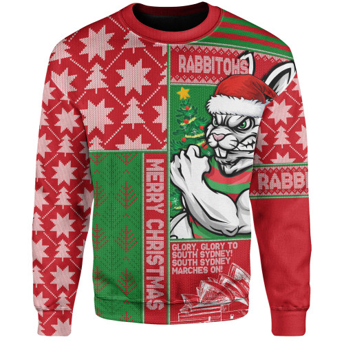 South Sydney Rabbitohs Sweatshirt Christmas Magic Knit Style Winter Glow