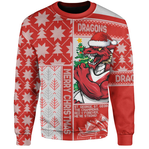 St. George Illawarra Dragons Sweatshirt Christmas Magic Knit Style Winter Glow