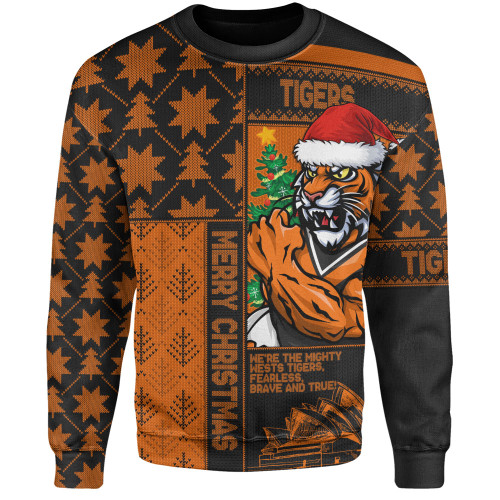 Wests Tigers Sweatshirt Christmas Magic Knit Style Winter Glow