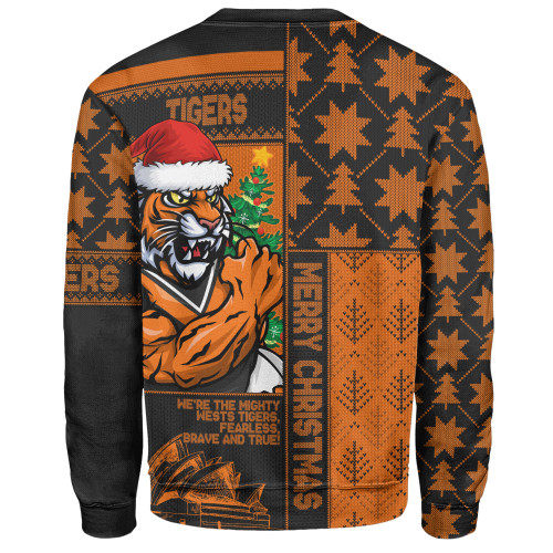 Wests Tigers Sweatshirt Christmas Magic Knit Style Winter Glow Wests Tigers Sweatshirt Christmas Magic Knit Style Winter Glow