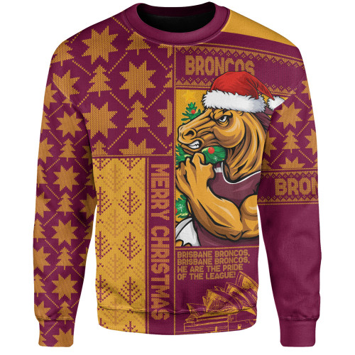 Brisbane Broncos Sweatshirt Christmas Magic Knit Style Winter Glow