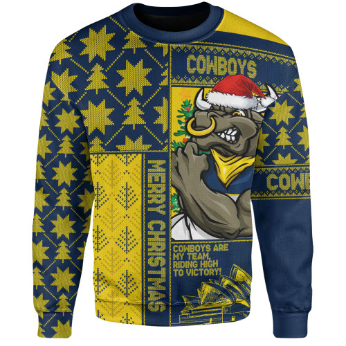 North Queensland Cowboys Sweatshirt Christmas Magic Knit Style Winter Glow
