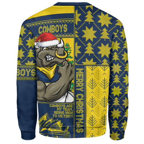 North Queensland Cowboys Sweatshirt Christmas Magic Knit Style Winter Glow