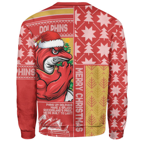 Redcliffe Dolphins Sweatshirt Christmas Magic Knit Style Winter Glow