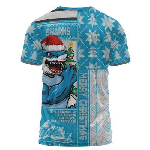Cronulla-Sutherland Sharks T-Shirt Christmas Magic Knit Style Winter Glow Cronulla-Sutherland Sharks T-Shirt Christmas Magic Knit Style Winter Glow