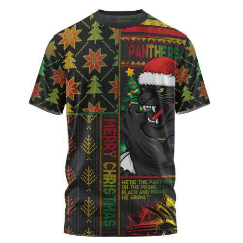 Penrith Panthers T-Shirt Christmas Magic Knit Style Winter Glow Penrith Panthers T-Shirt Christmas Magic Knit Style Winter Glow