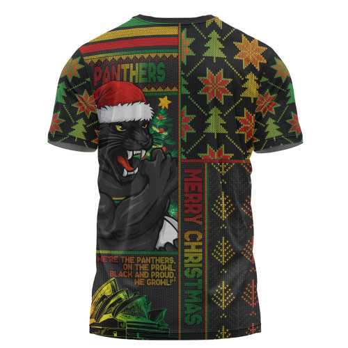 Penrith Panthers T-Shirt Christmas Magic Knit Style Winter Glow Penrith Panthers T-Shirt Christmas Magic Knit Style Winter Glow