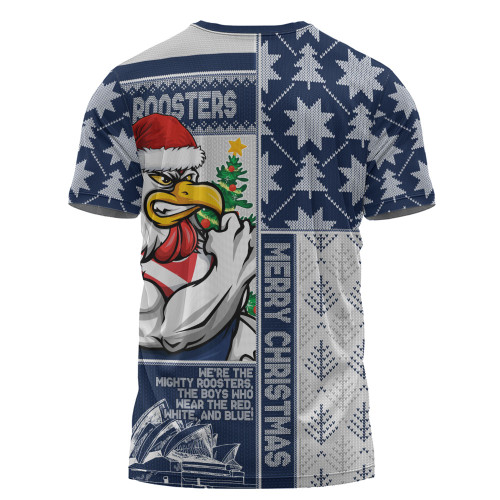 Sydney Roosters T-Shirt Christmas Magic Knit Style Winter Glow Sydney Roosters T-Shirt Christmas Magic Knit Style Winter Glow
