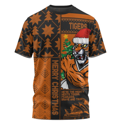 Wests Tigers T-Shirt Christmas Magic Knit Style Winter Glow Wests Tigers T-Shirt Christmas Magic Knit Style Winter Glow