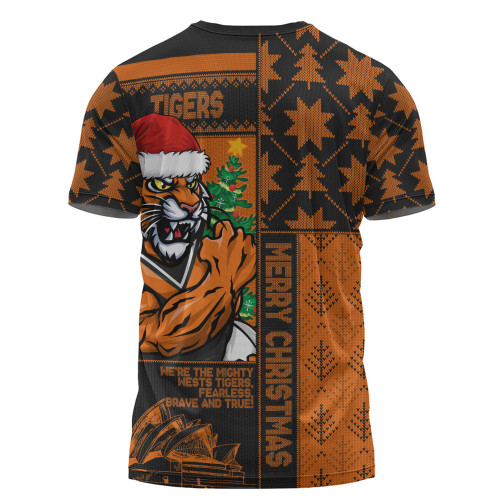 Wests Tigers T-Shirt Christmas Magic Knit Style Winter Glow Wests Tigers T-Shirt Christmas Magic Knit Style Winter Glow