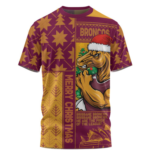 Brisbane Broncos T-Shirt Christmas Magic Knit Style Winter Glow