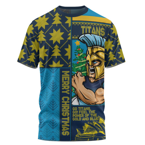 Gold Coast Titans T-Shirt Christmas Magic Knit Style Winter Glow