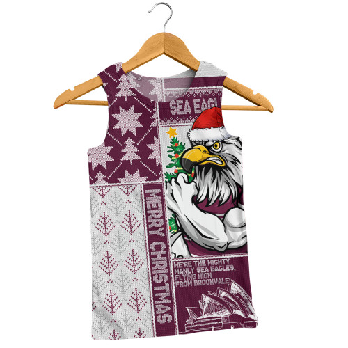 Manly Warringah Sea Eagles Men Singlet Christmas Magic Knit Style Winter Glow Manly Warringah Sea Eagles Men Singlet Christmas Magic Knit Style Winter Glow