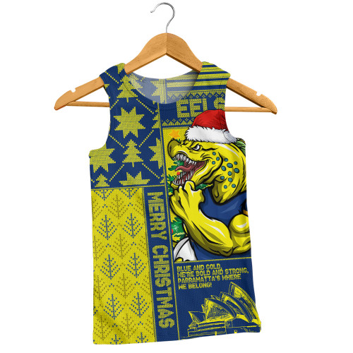 Parramatta Eels Men Singlet Christmas Magic Knit Style Winter Glow Parramatta Eels Men Singlet Christmas Magic Knit Style Winter Glow