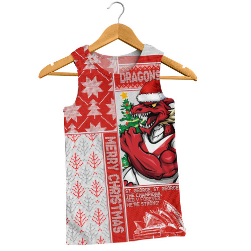 St. George Illawarra Dragons Men Singlet Christmas Magic Knit Style Winter Glow