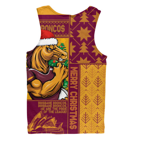 Brisbane Broncos Men Singlet Christmas Magic Knit Style Winter Glow