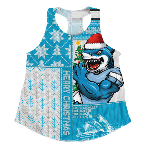 Cronulla-Sutherland Sharks Women Racerback Singlet Christmas Magic Knit Style Winter Glow Cronulla-Sutherland Sharks Women Racerback Singlet Christmas Magic Knit Style Winter Glow
