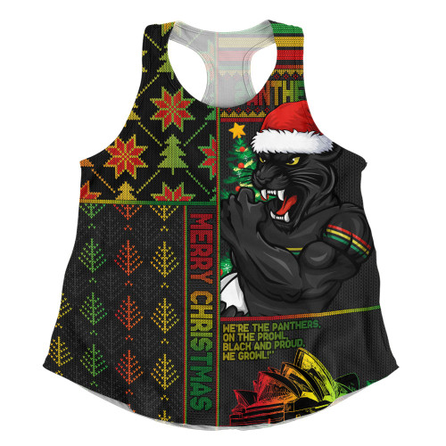 Penrith Panthers Women Racerback Singlet Christmas Magic Knit Style Winter Glow