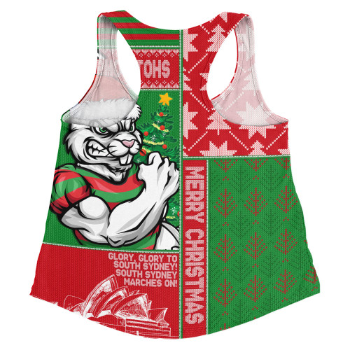 South Sydney Rabbitohs Women Racerback Singlet Christmas Magic Knit Style Winter Glow