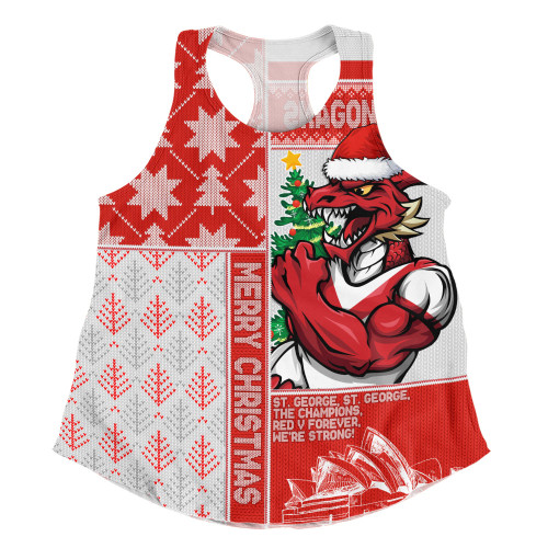St. George Illawarra Dragons Women Racerback Singlet Christmas Magic Knit Style Winter Glow