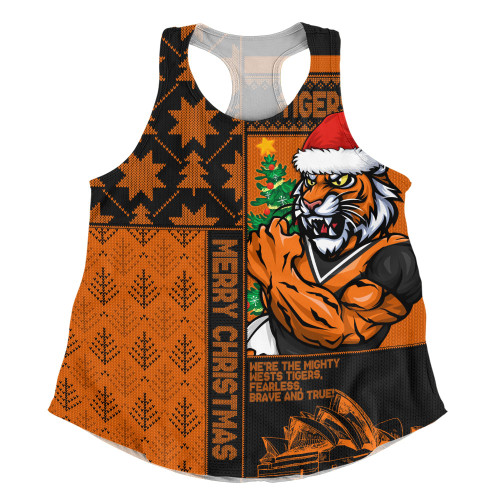 Wests Tigers Women Racerback Singlet Christmas Magic Knit Style Winter Glow