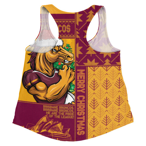 Brisbane Broncos Women Racerback Singlet Christmas Magic Knit Style Winter Glow