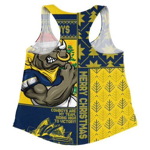 North Queensland Cowboys Women Racerback Singlet Christmas Magic Knit Style Winter Glow