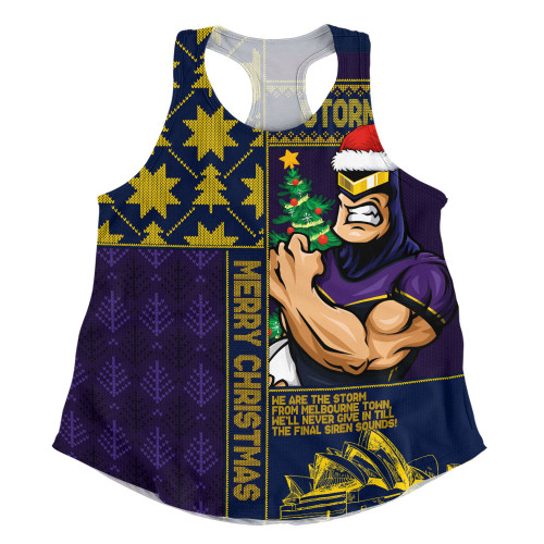 Melbourne Storm Women Racerback Singlet Christmas Magic Knit Style Winter Glow Melbourne Storm Women Racerback Singlet Christmas Magic Knit Style Winter Glow